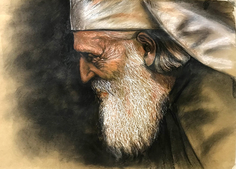 Patrijarh Pavle-pastel-Pastel na kartonu-53x36